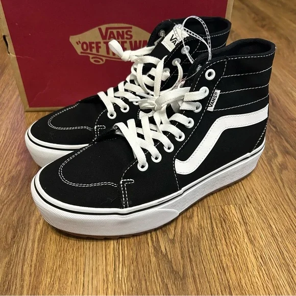 VANS filmore tapered black platform lace up shoes sneakers women’s 7.5 new - Picture 2 of 7